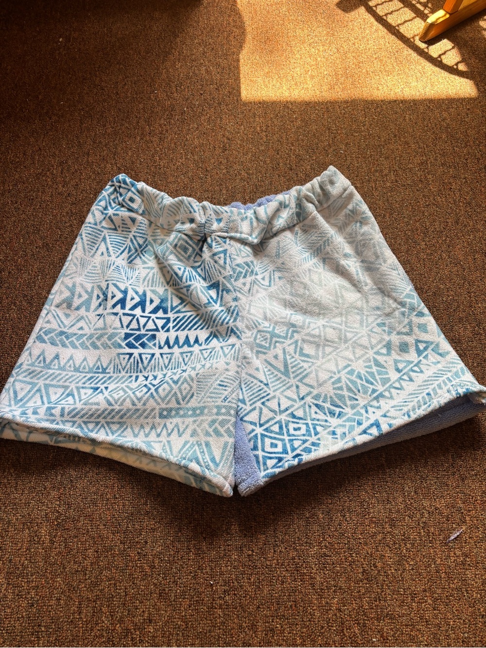 Blue Geometric Towel Shorts